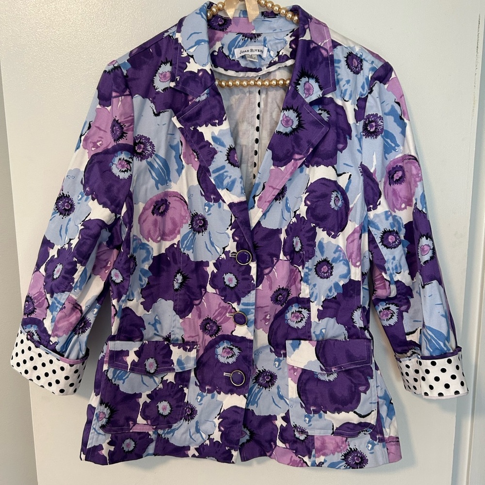 Joan Rivers Vintage Purple Floral Blazer Size 14